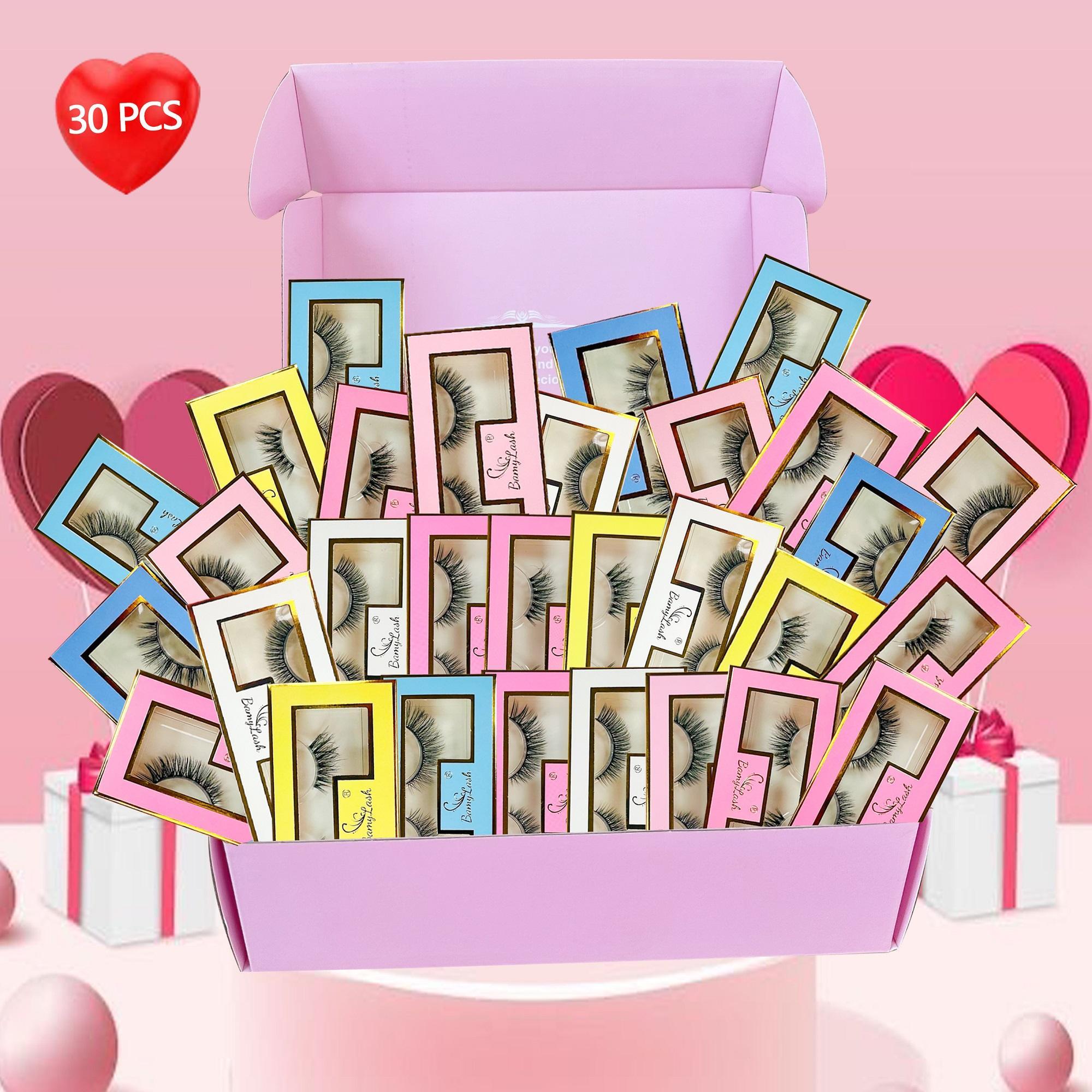 Natural & Medium False Eyelashes, 30 Pairs/60 Pairs Curling False Eyelashes, Reusable Eye Makeup Products for Women