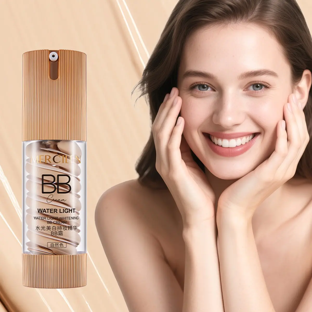 Mercilen Water Glow Premium Bb Cream 40g, Foundation Makeup, High Coverage, Matte Finish, Waterproof, Lightweight, Natural/ivory