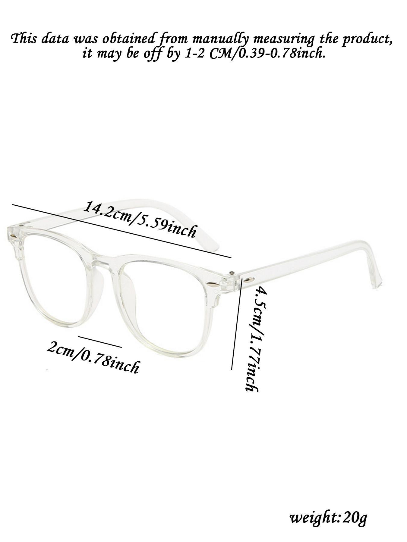 Unisex Clear Lenses Plain Color Eyeglasses (1 Pair), Casual Trendy Blue Light Blocking Lightweight Durable Glasses Eyeglasses for Everyday Use, Fashion Accessories for Outdoor Activities