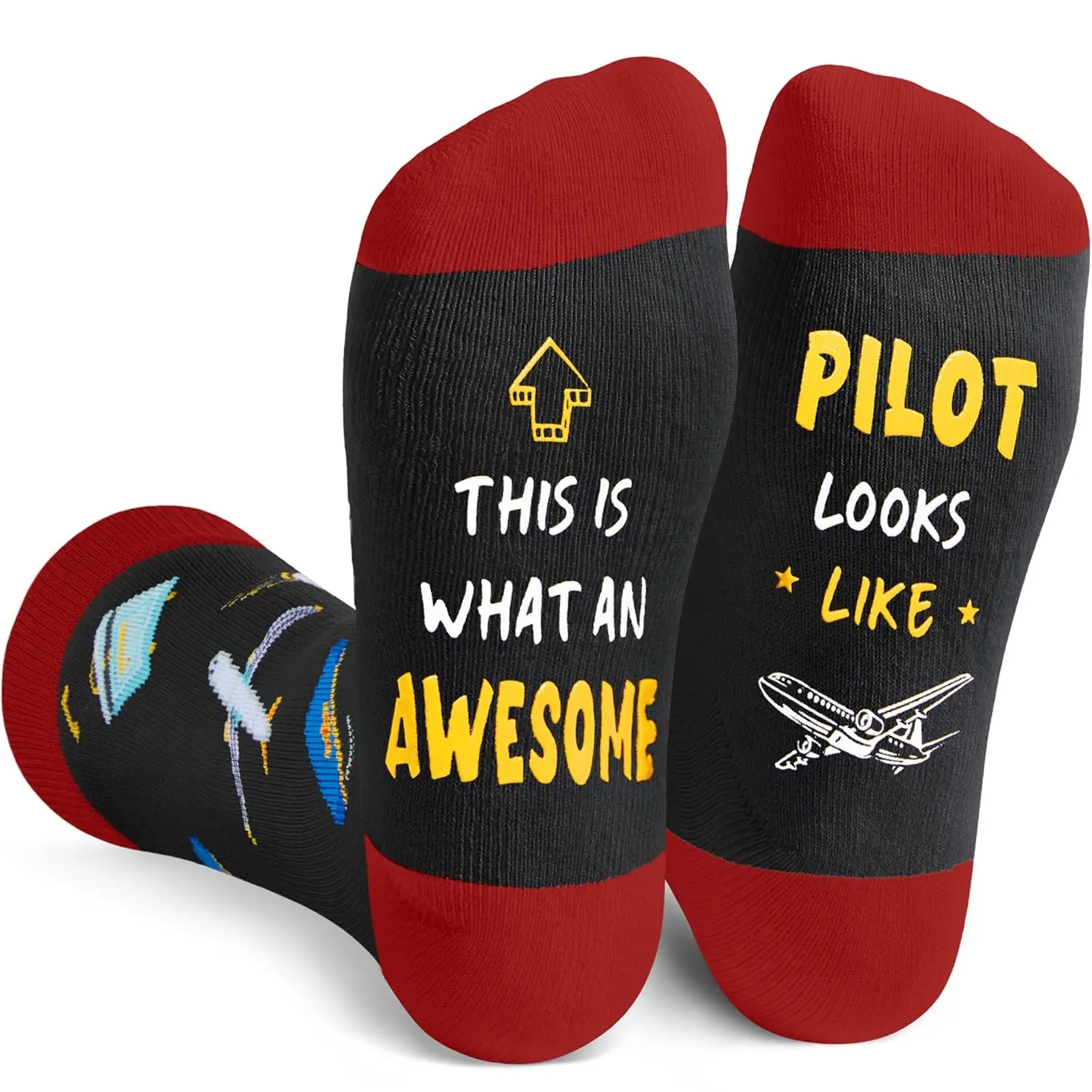 HAPPYPOP Pilot Gifts Air Traffic Controller Gifts - Airplane Presents For Men Women Airplane Socks