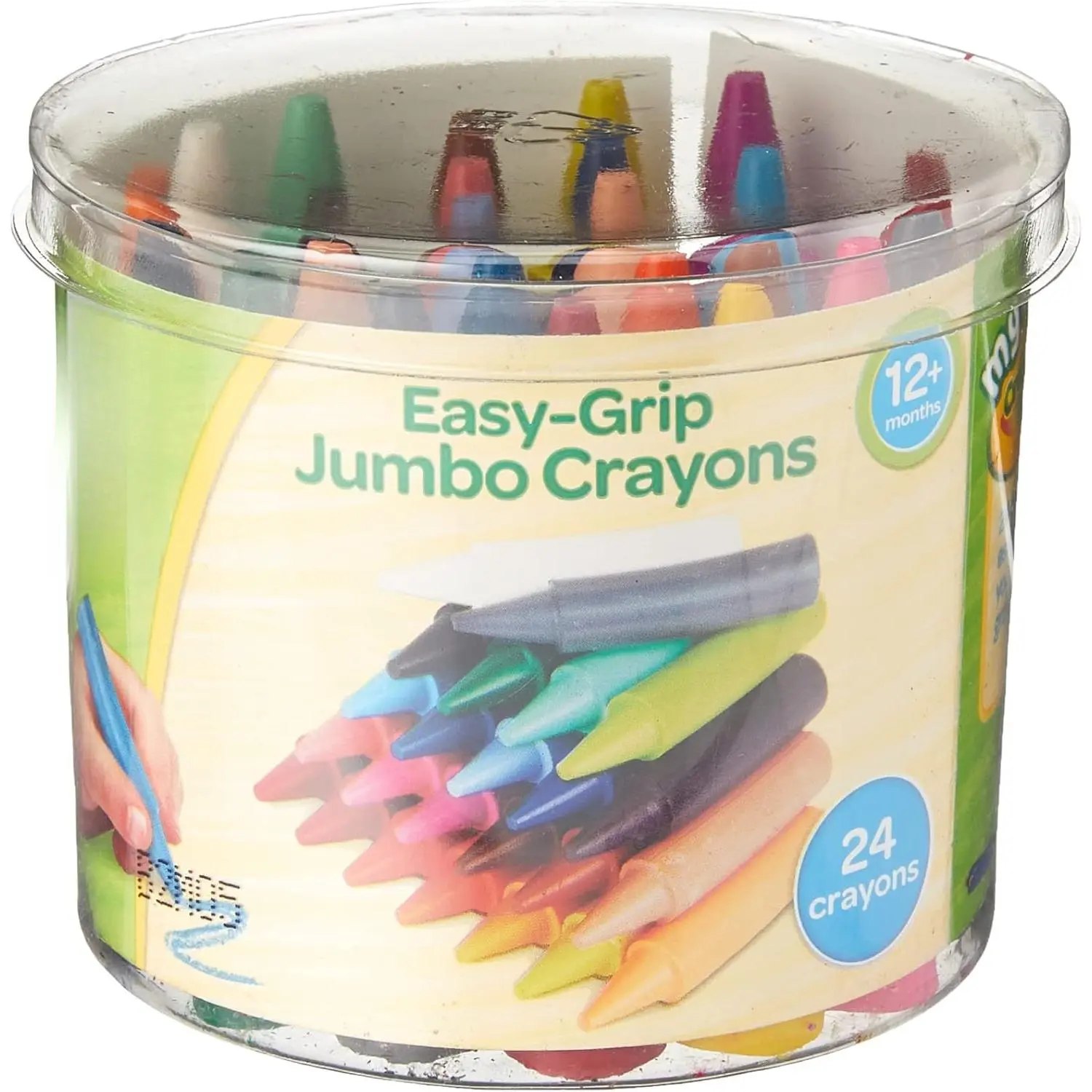 Jumbo Crayons - Assorted Colours (Pack of 24), Easy-Grip Colouring Crayons Perfect for Toddlers Hands, Ideal for Kids Aged 12+ Months