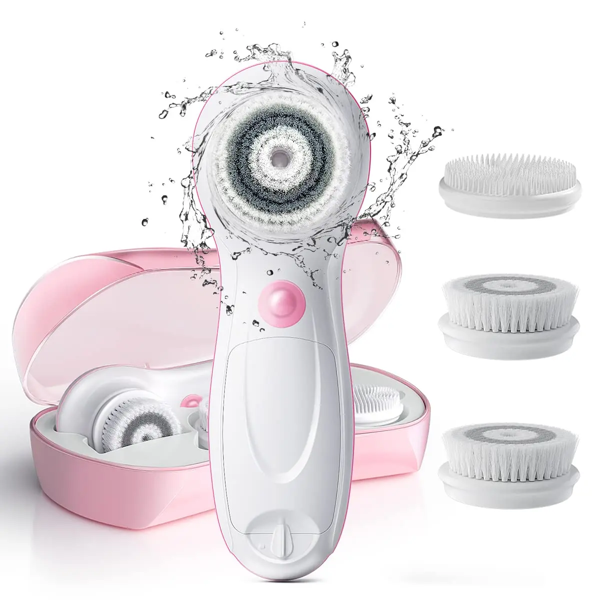 Facial Cleansing & Exfoliator Brush Set with Travel Case 3 Professional Cleansing Brush Heads for Oil/Sensitive/Combination Skin | Waterproof, Dual Speed