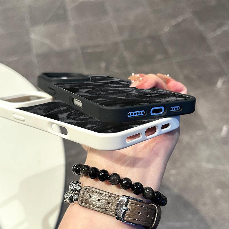 Chic Magnetic Case for iPhone11/12/13/14/15/16/17/promax Black White Texture MagSafe Ready, Anti-Slip, Ultra Thin | Aesthetic Touch for Daily Use