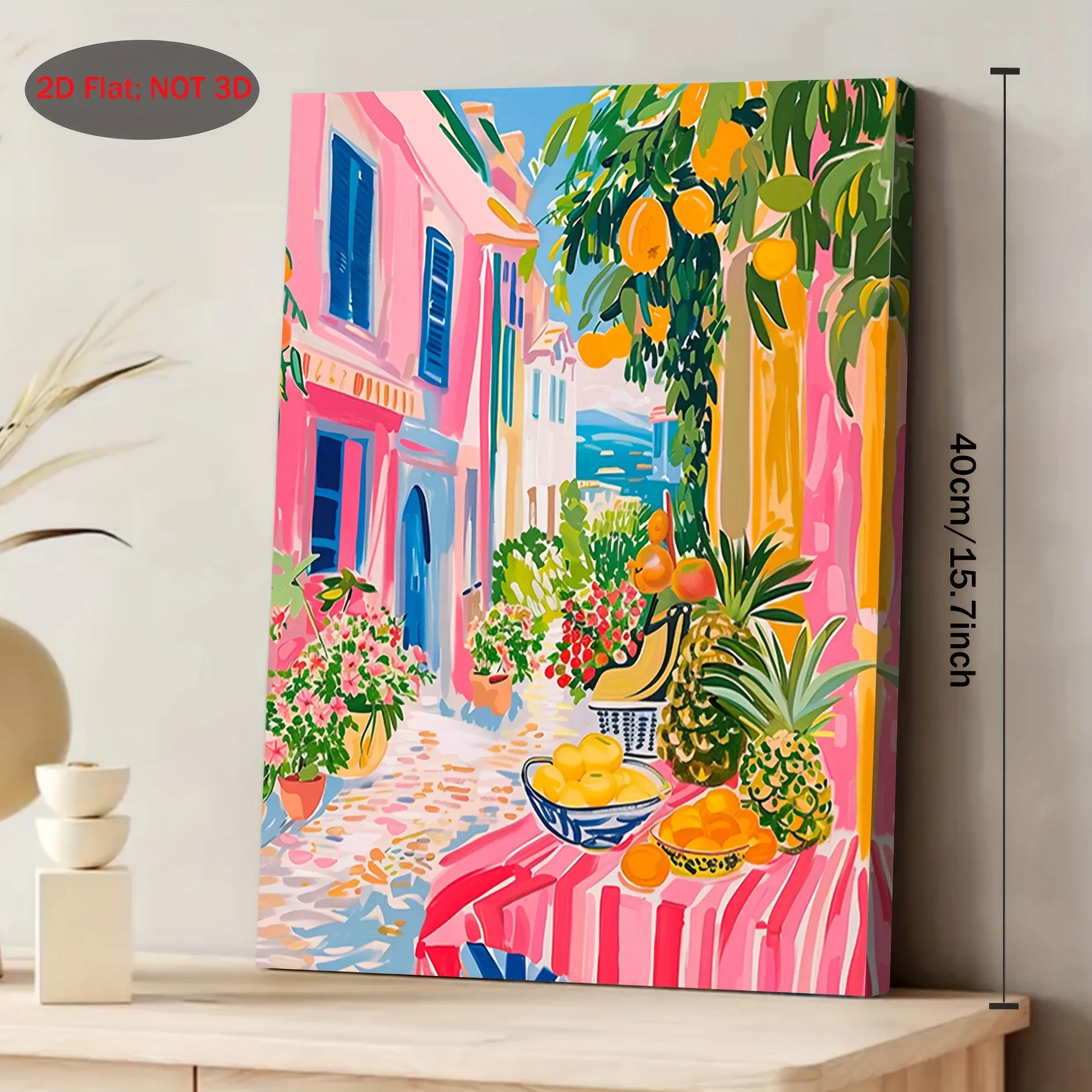 Henri Matisse Framed 2D Canvas Wall Art Kit - 11.8x15.7in Medieval Fruit Market Maximalist Print, Lightweight Farmhouse Blush Pink Dopamine Accent Wall Decor, Vintage Female Artist Thanksgiving Gift for Bedroom, Wardrobe Accessory, Polka Dot