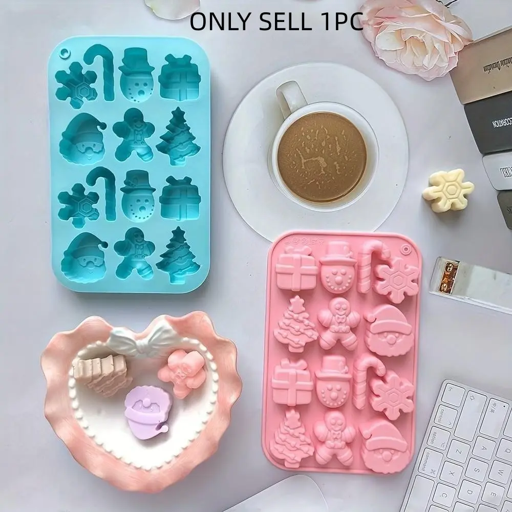 14-Cavity Silicone Ice Cube Mold, Santa Claus Snowflake Christmas Tree Shapes, Candy Chocolate Maker, DIY Baking Tool for Home Use