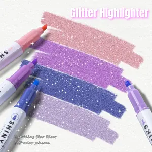 4PCS Glitter Shiny Highlighter, Sparkling Star River Handwritten Marker Pen, High Appearance Value and Colorful Pen for Coloring Book, Drawing, Doodling, Scrapbook, Journaling