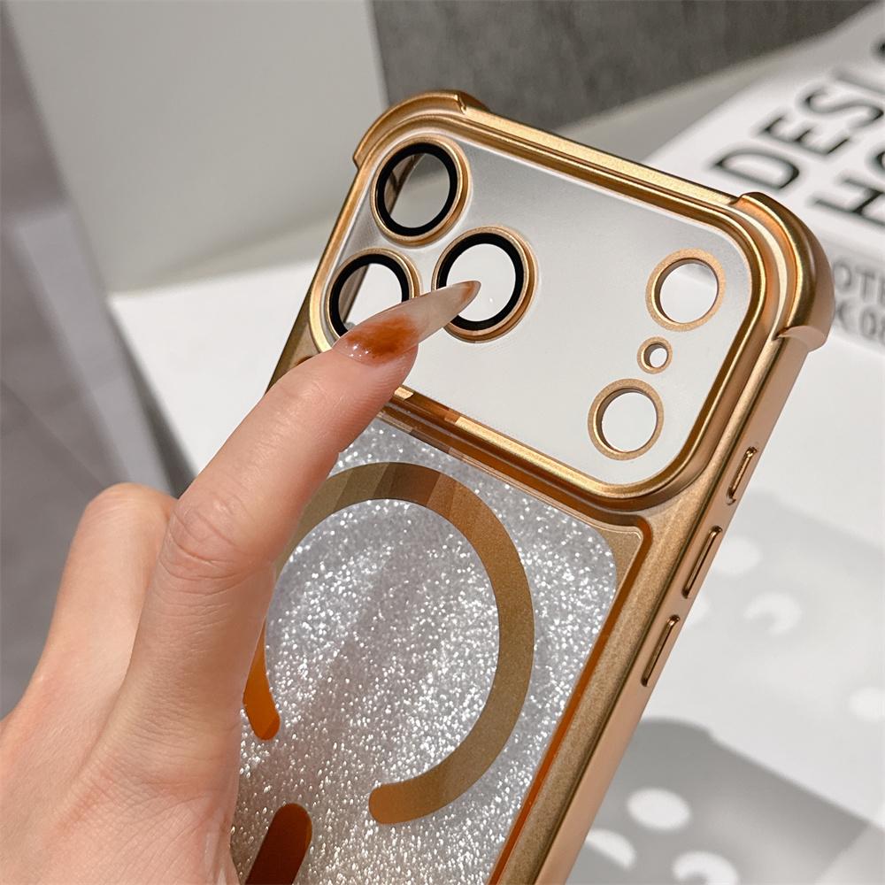 Luxury Wrist Strap Glitter Lanyard Phone Case For iPhone 17 Air 16 15 14 13 Pro Max For Magsafe Wireless Charging Armor Cover
