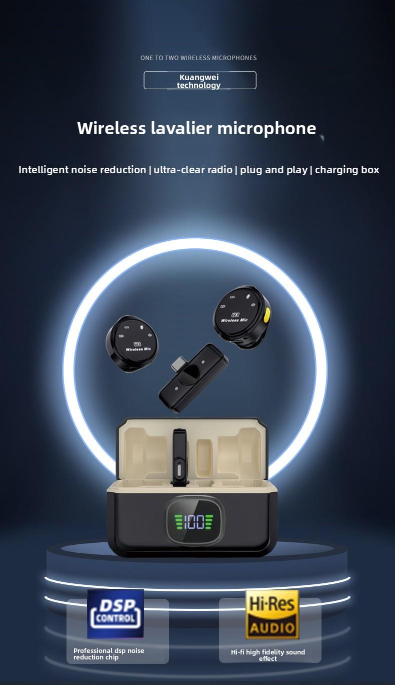 Magnetic Wireless Lavalier Microphone, Dual-Channel Live Streaming Noise-Cancelling Microphone, Large Capacity, Long Battery Life, Compact Microphone