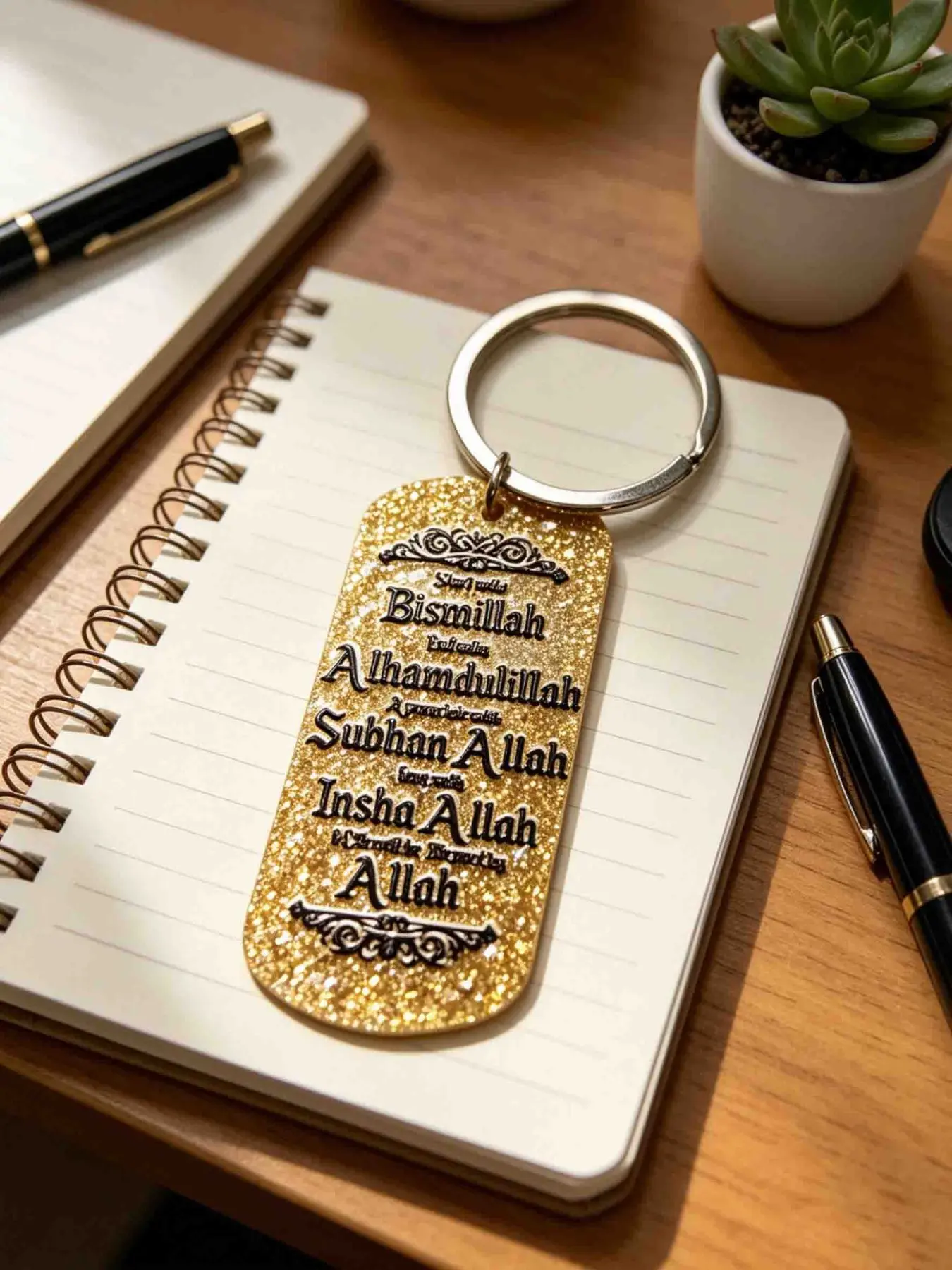 Islamic Stainless Steel Stylish Keychain, Fashionable Metal Key Ring with Inspirational Quotes, Letter Keychain, Perfect Gift for Friends, Family and Colleagues