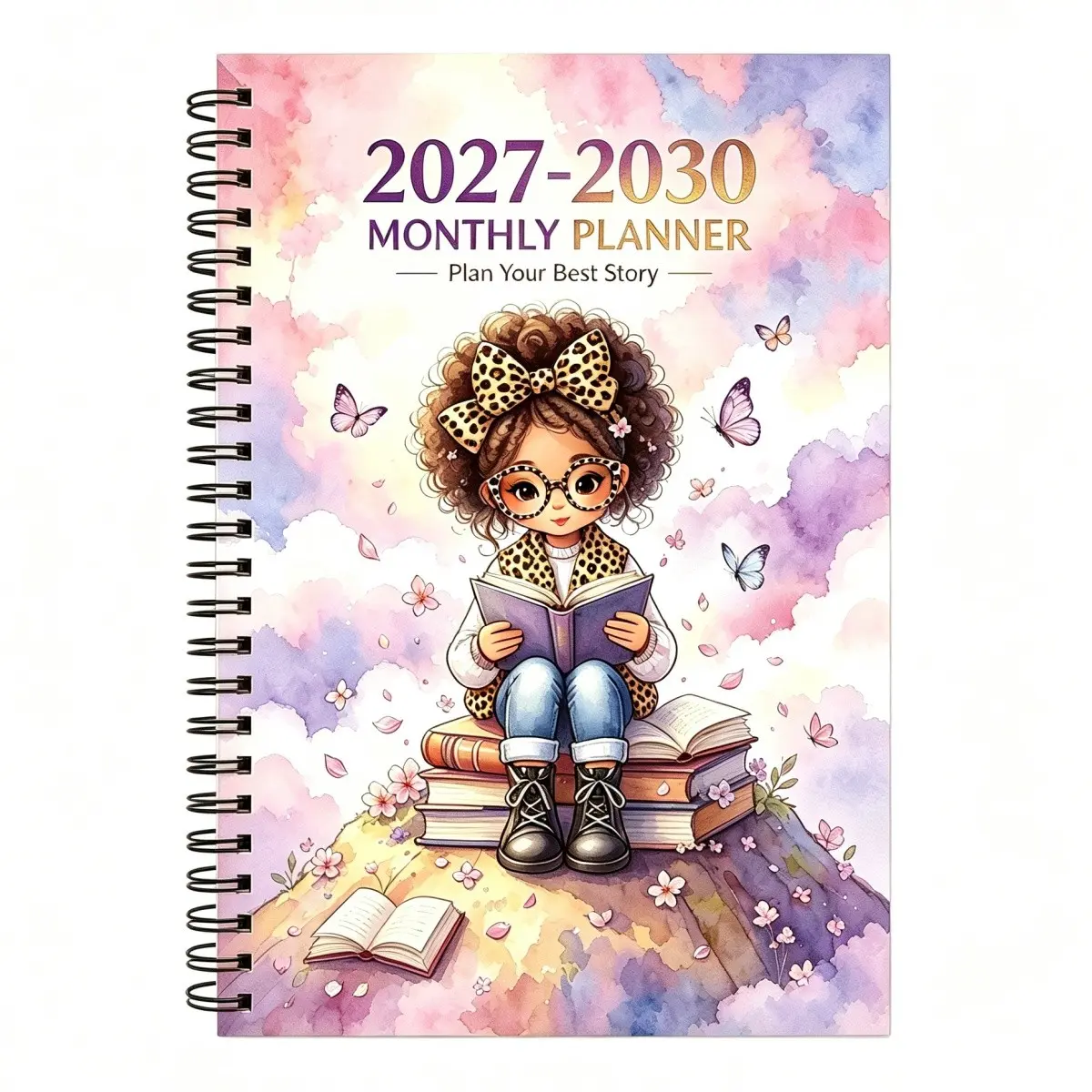 2027-2030 Four-Year Planner Notebook, Leopard Print Fashion, Annual Calendar, Monthly Labels, 36 Pages, 5.5x8.3 Inches, Perfect Gift