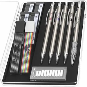 - Metal Mechanical cil Set with Lead and Eraser Refills, 5 Sizes | 0.3, 0.5, 0.7, 0.9, 2mm, Drafting, Sketching, Architecture, Drawing Mechanical cils, Metal Mechanical cils