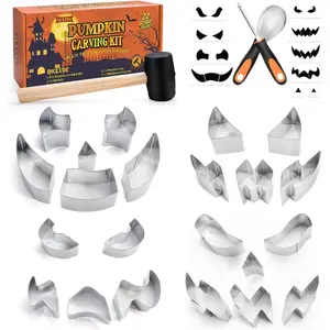 Pumpkin Carving Kit for Kids, 22PCS Stainless Steel Pumpkin Carving Tools with Hammer and 2 Carving Knives for DIY Halloween Pumpkin