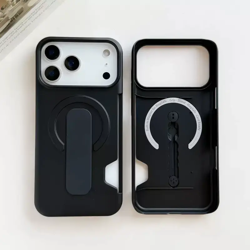 Magnetic Phone Case for iPhone 11-17 Series (Pro Max, Mini) - Durable Impact-Resistant PC Slim Frosted Cover with Kickstand, Wireless Charging Compatible, iOS-Fitting Mobile Accessories for Protection, Fits Ios
