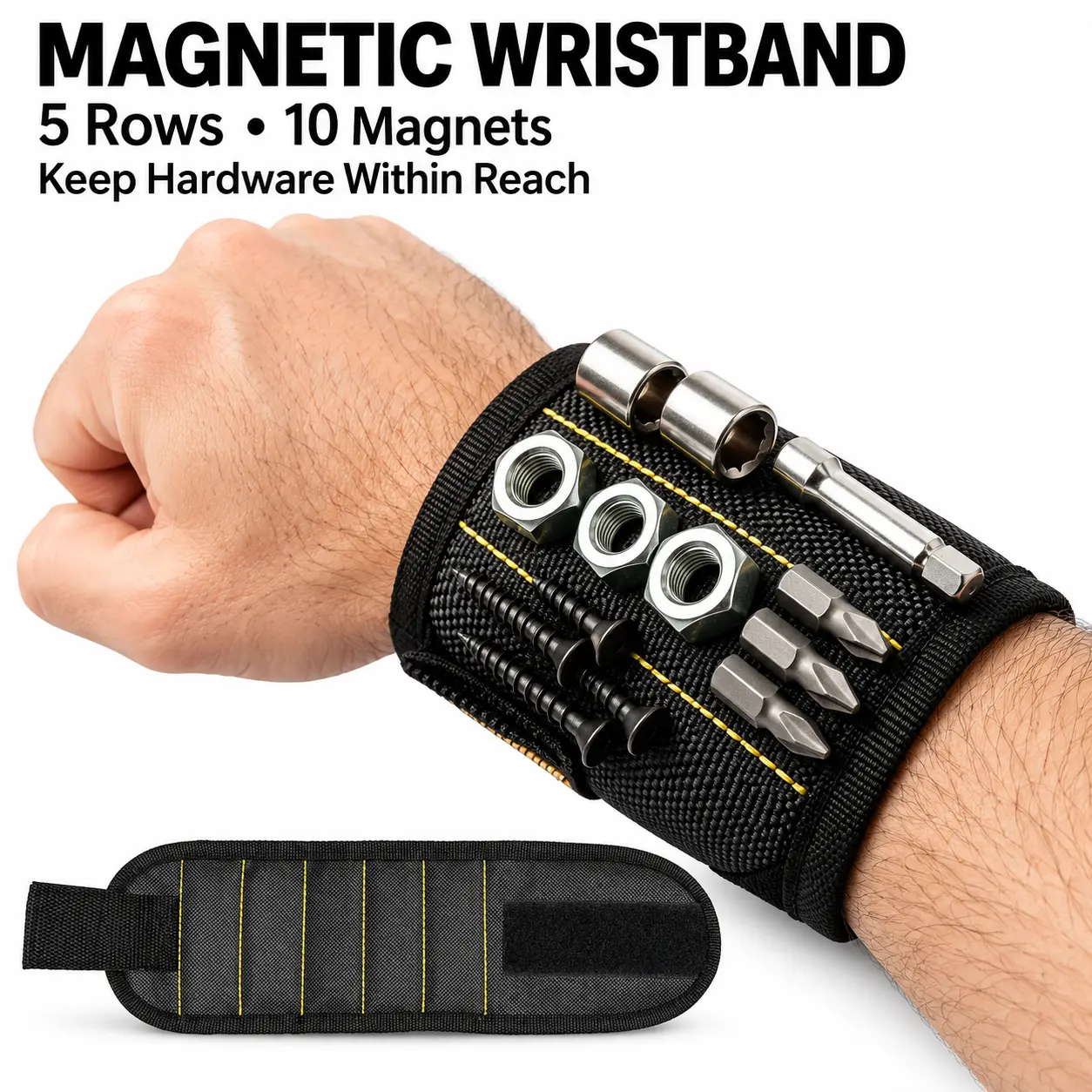 Magnetic Wristband Tool Holder, Adjustable Breathable Storage Armband, Wrist Magnet Strap for Holding Screws, Nails, Bolts & Drill Bits, Tool Organizer, Tool Pouch, Tool Pockets, Tool Organisers-YY1