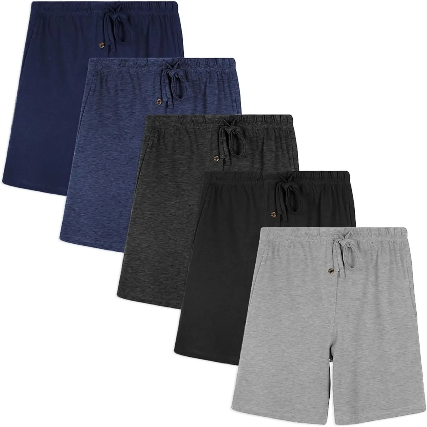 Men's Lounge Shorts | Drawstring & Pockets Cotton PJ-Sleep Short Bottoms | Multi Packs