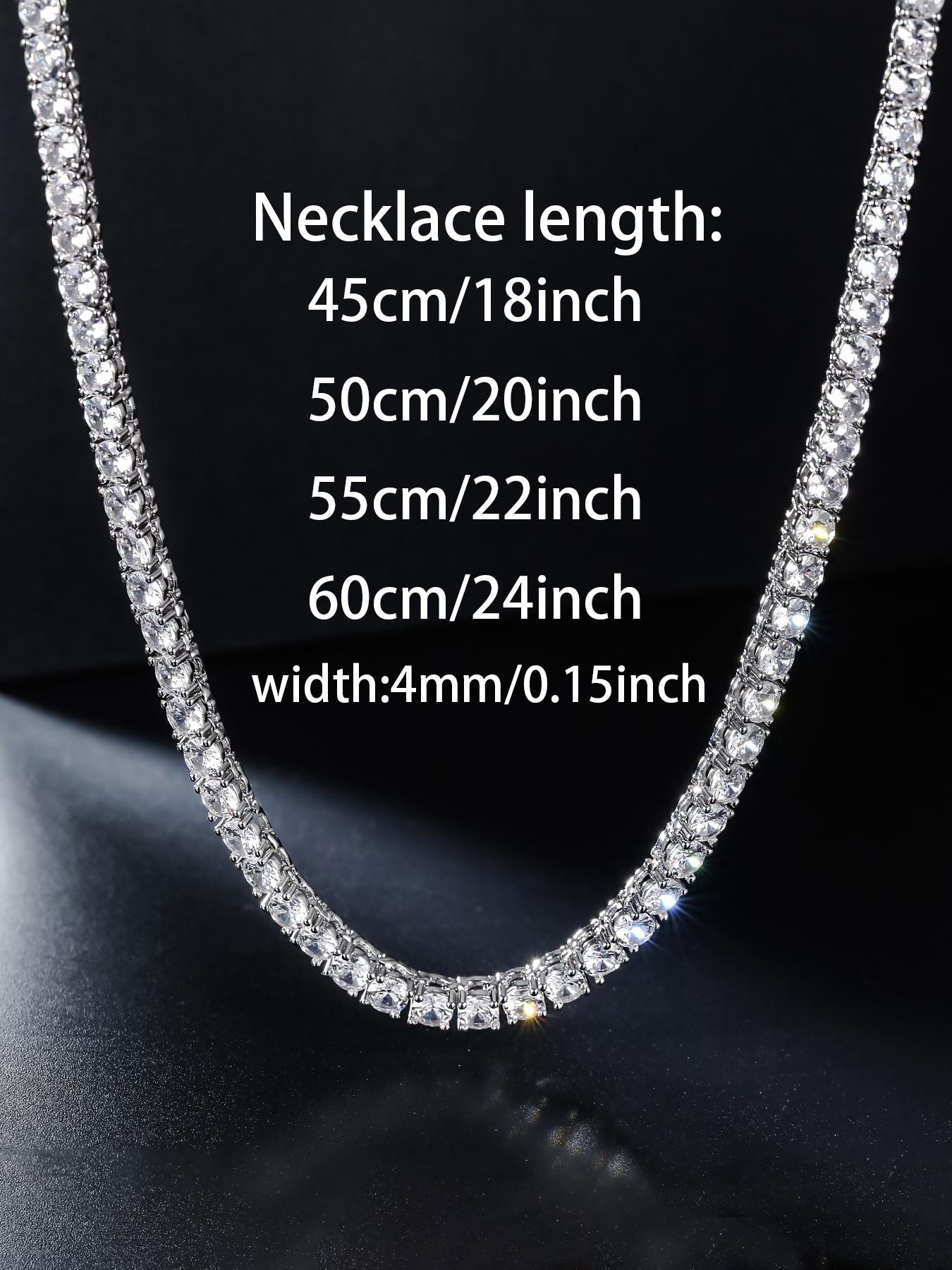 ICED CHICS Men's Hip Hop Rapper Style Full Diamond Pendant Necklace, Square Faux Diamond Design, Luxury Unisex Jewelry, Perfect Father's Day Gift，4-millimeter tennis chain, Iced Out Jewelry