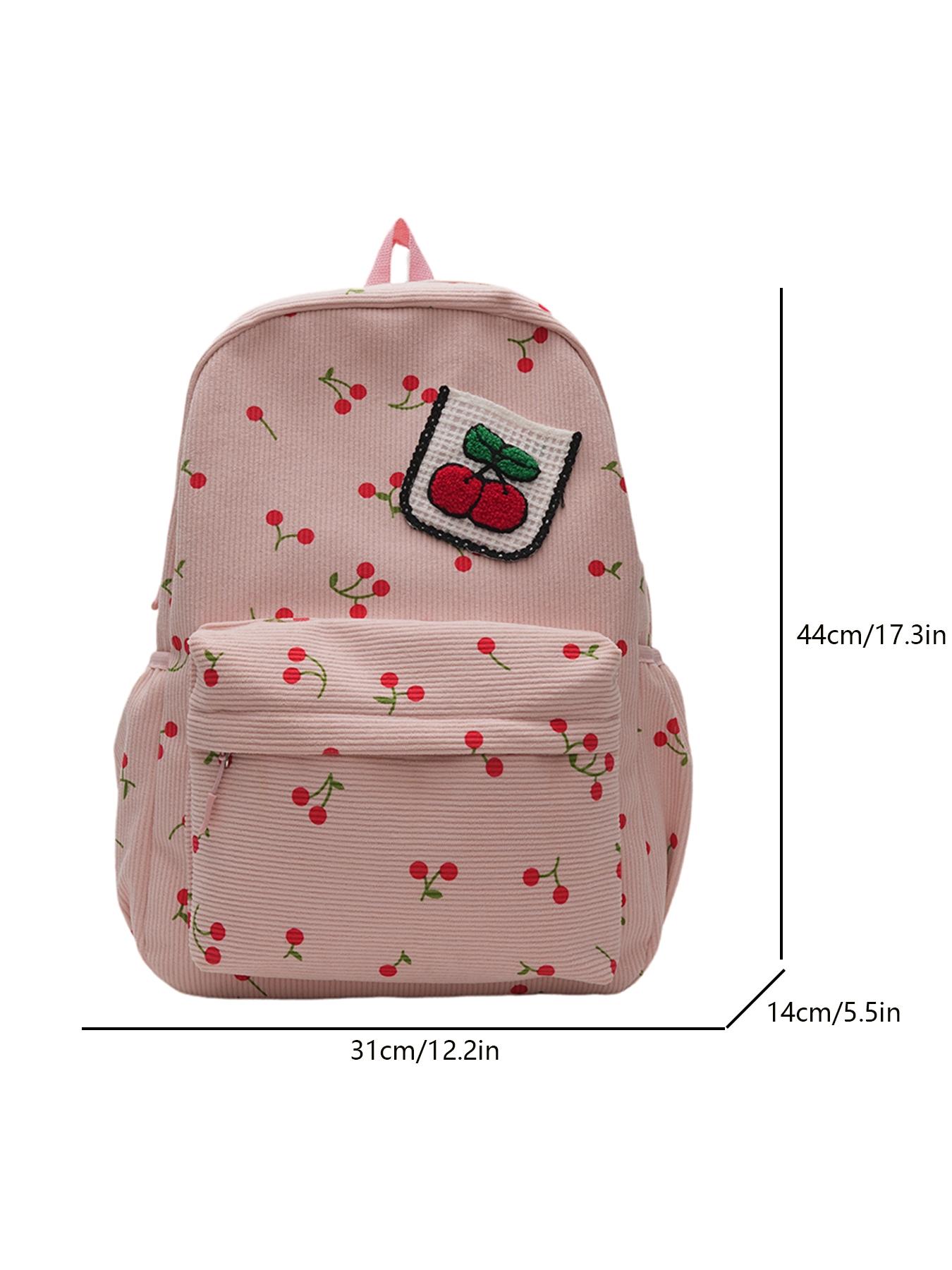 Women's backpack solid color backpack zipper closure cherry Cute Versatile Backpack versatile fashion casual trend suitable for students to go to school, campus, commuting, shopping women's backpack
