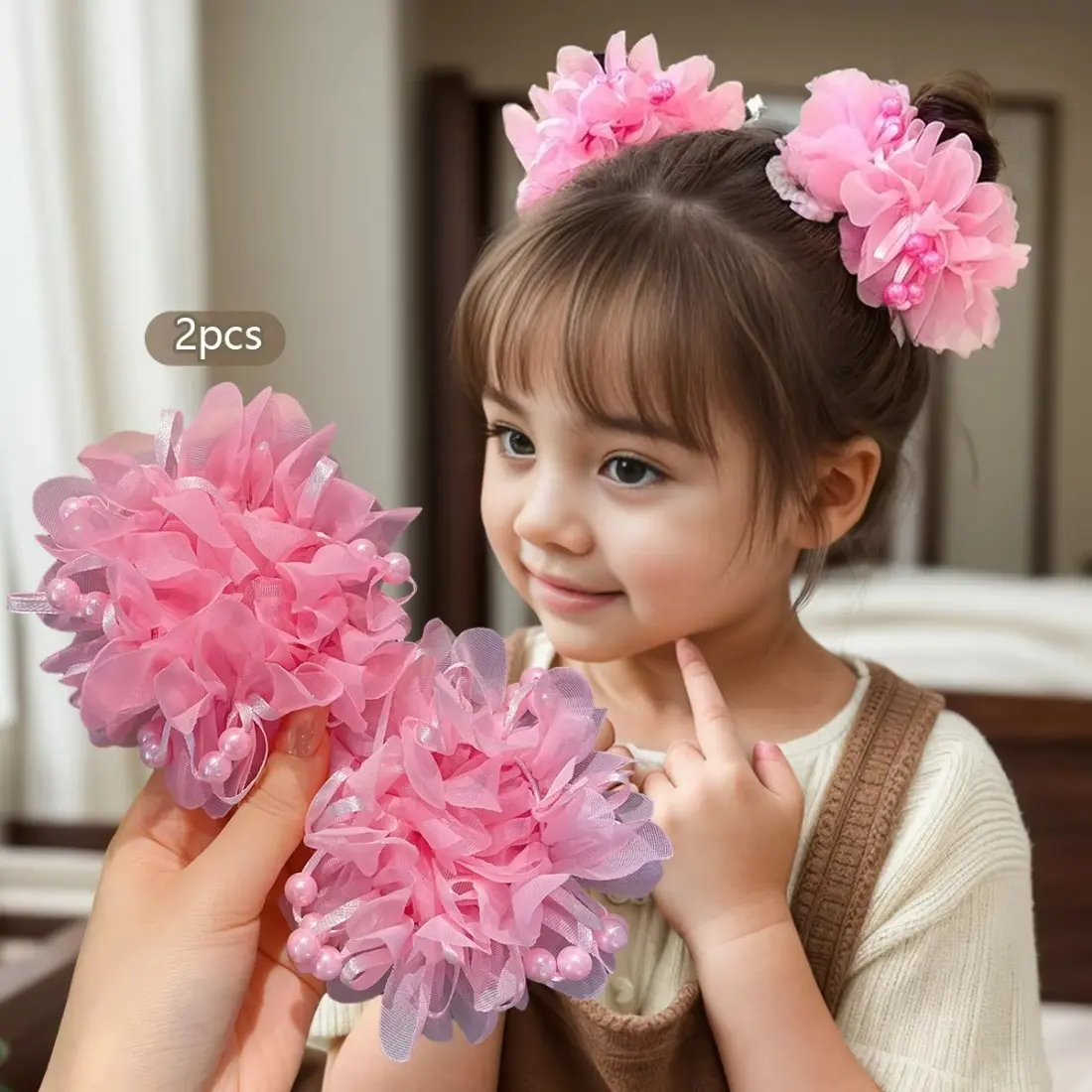 2PCS Cute Pink Headbands for Girls, Soft Toddler Hair Accessories, Sweet Princess Style Hair Bands for Baby Girls, Comfortable Kids Headwear for School, Party, Photoshoot, Birthday & Gift