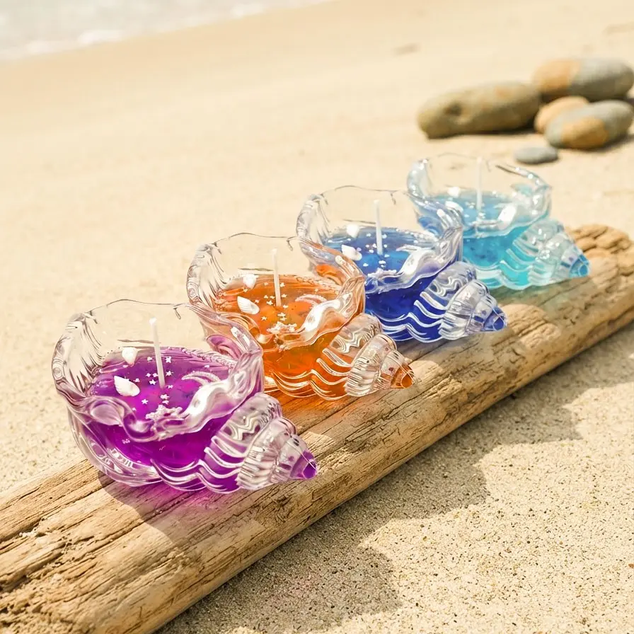 Aesthetic Clear Glass Conch Scented Candle, Ocean Wave Aroma, Soothing Stress Relief, Soy Wax, Home Decor, Gift for Holidays, Weddings, Parties