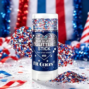 Star series red white blue glitter makeup. Shiny for face, hair and body. Long-lasting sparkle, perfect for Independence Day, Memorial Day, parties and concerts.