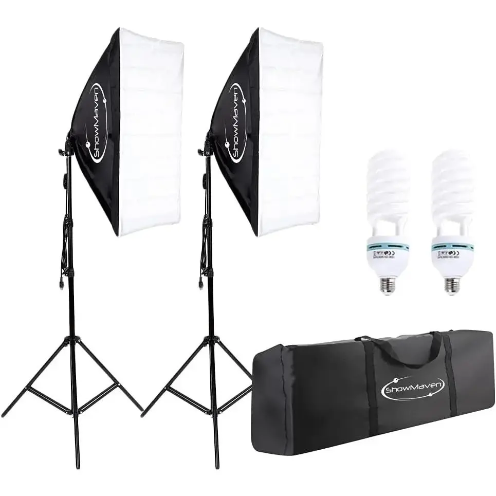Softbox Lighting Kit, Studio Lights with 2 135W Bulbs 5500K Continuous Photography Lighting Kit for Filming Portrait Product Shooting Photography Video Recording