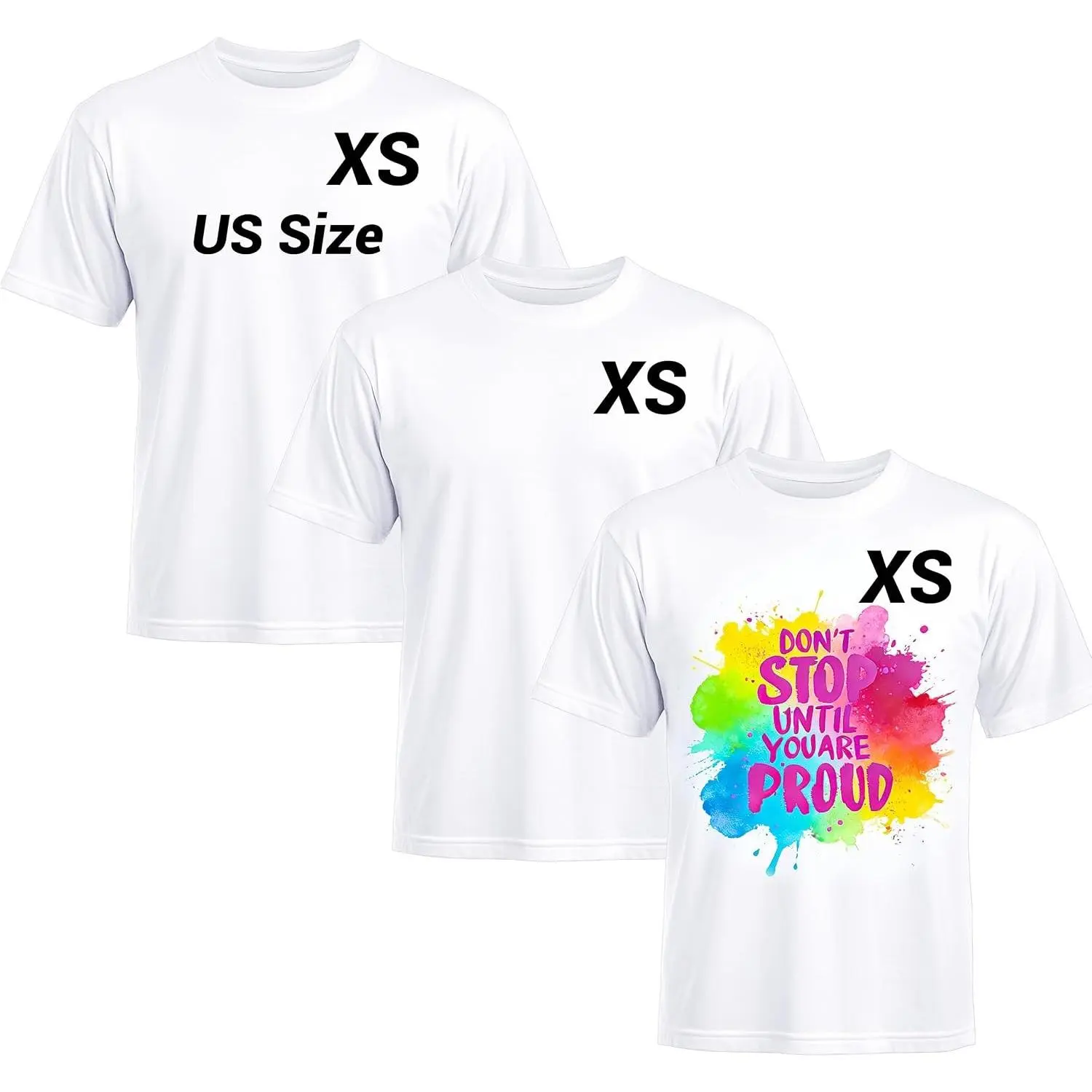 3 PCS White Polyester T Shirts Bulk Sublimation Blanks Unisex Wholesale Crew Neck Short Sleeve for Heat Transfer DIY