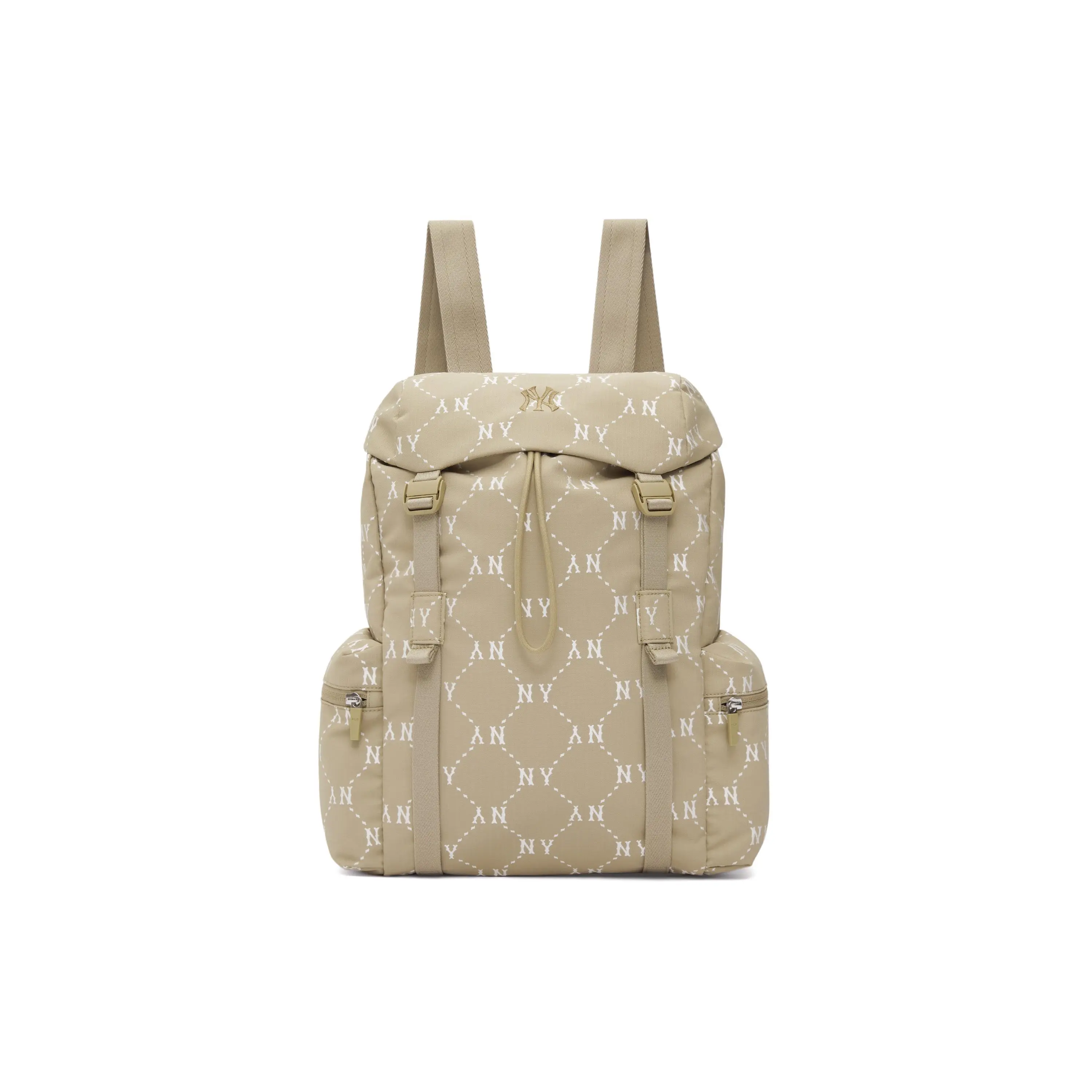 MLB 25SS New York Yankees Monogram Print Lightweight Outdoor Backpack for Men and Women – Beige Brown