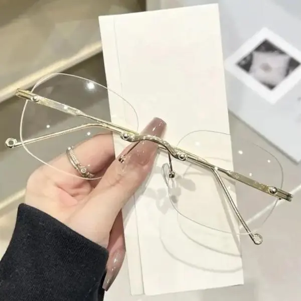 Unisex Minimalist Square Rimless Metal Anti-Blue Light Frames - Blue Light Blocking Lenses, Photochromic, Streetwear Clothing Accessory, Frameless Glasses Frames, One Size