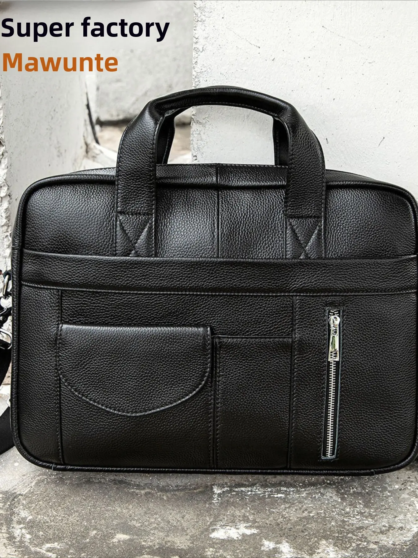 Marunte Men's Genuine Leather Briefcase, Business Bag, Top Layer Cowhide Laptop Bag, Large Capacity Business Bag