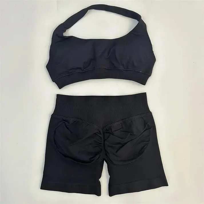 Women's 2-Piece Seamless Sculpting Athleisure Wear - Impact Sports Bra & Short Set, Gym Workout Set, Two Piece Set