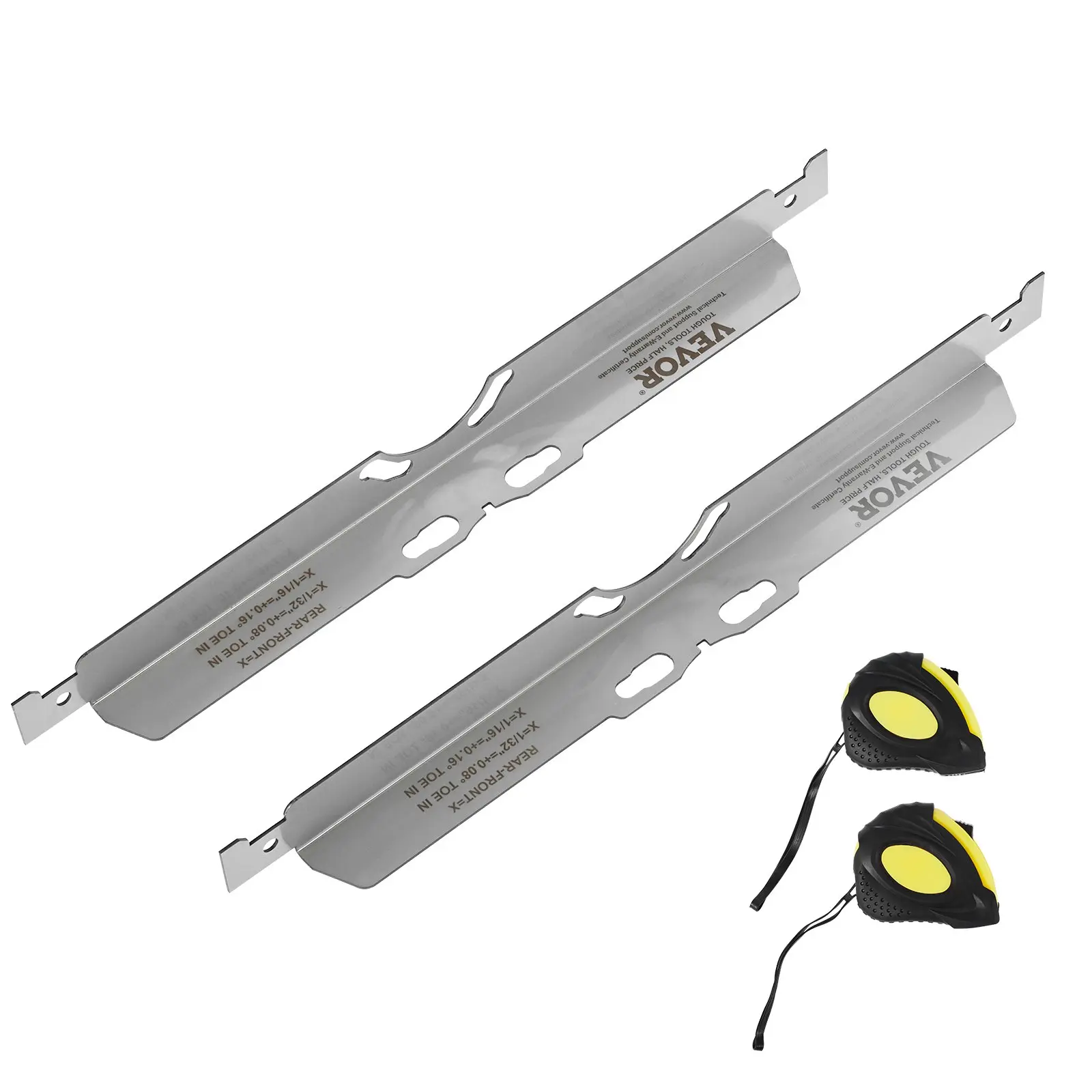 【toolupgrade】VEVOR Wheel Alignment Tool, 2-Pack Toe Alignment Toe Plates, Stainless Steel Wheel Alignment Tool Plate, Toe Angle Accurate Measurement, Includes 2 Measuring Tapes Conversion Chart