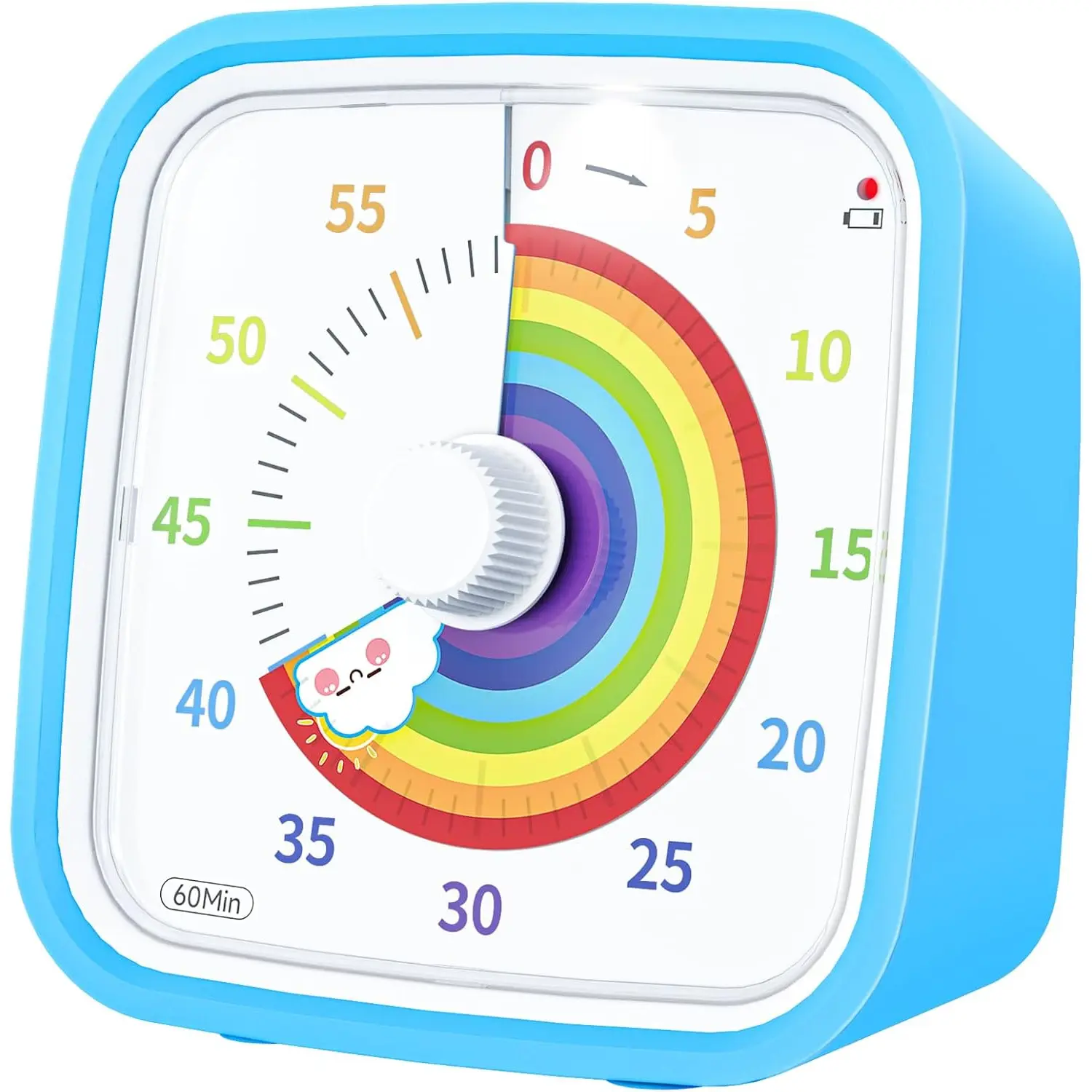 Rainbow Visual Timer for Kids, 60-min Countdown Timer, Blue