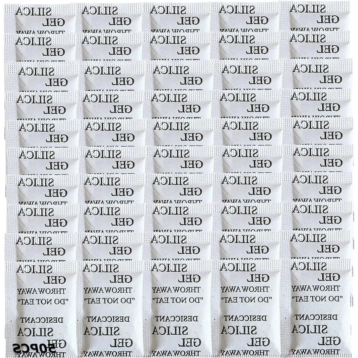 50 Pack 5 Gram Rechargeable Silica Gel Desiccant Packets, Premium Moisture Absorbers for Clothes, Shoes, Electronics, 3D Filament, Safes, Storage Dehumidifier BagsGift