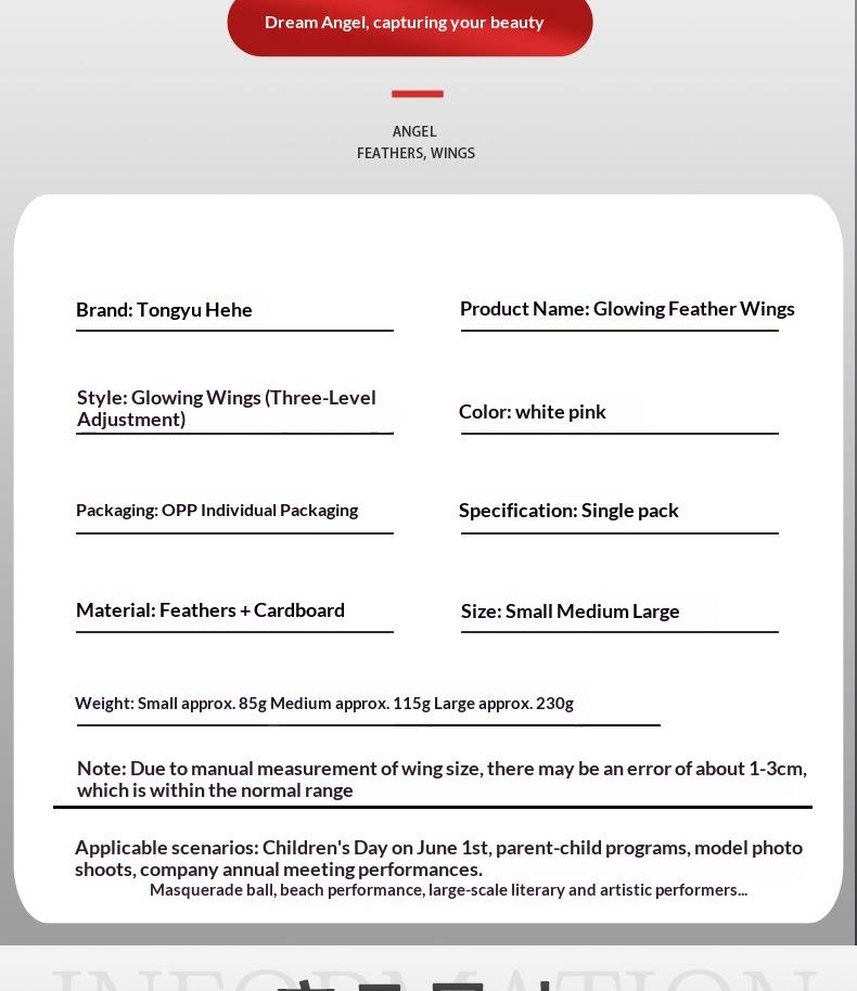 LED Light Source Glowing Feather Wings for Adults & Children Performance Props with Three-speed Switch Colorful Lighting & Built-in Battery