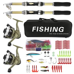 2pcs Fishing Rod Set, Telescopic Fishing Rod with Spinning Reel, Complete Lure Kit and Fishing Bag, Perfect for Beginner Fishing and Camping Adventures