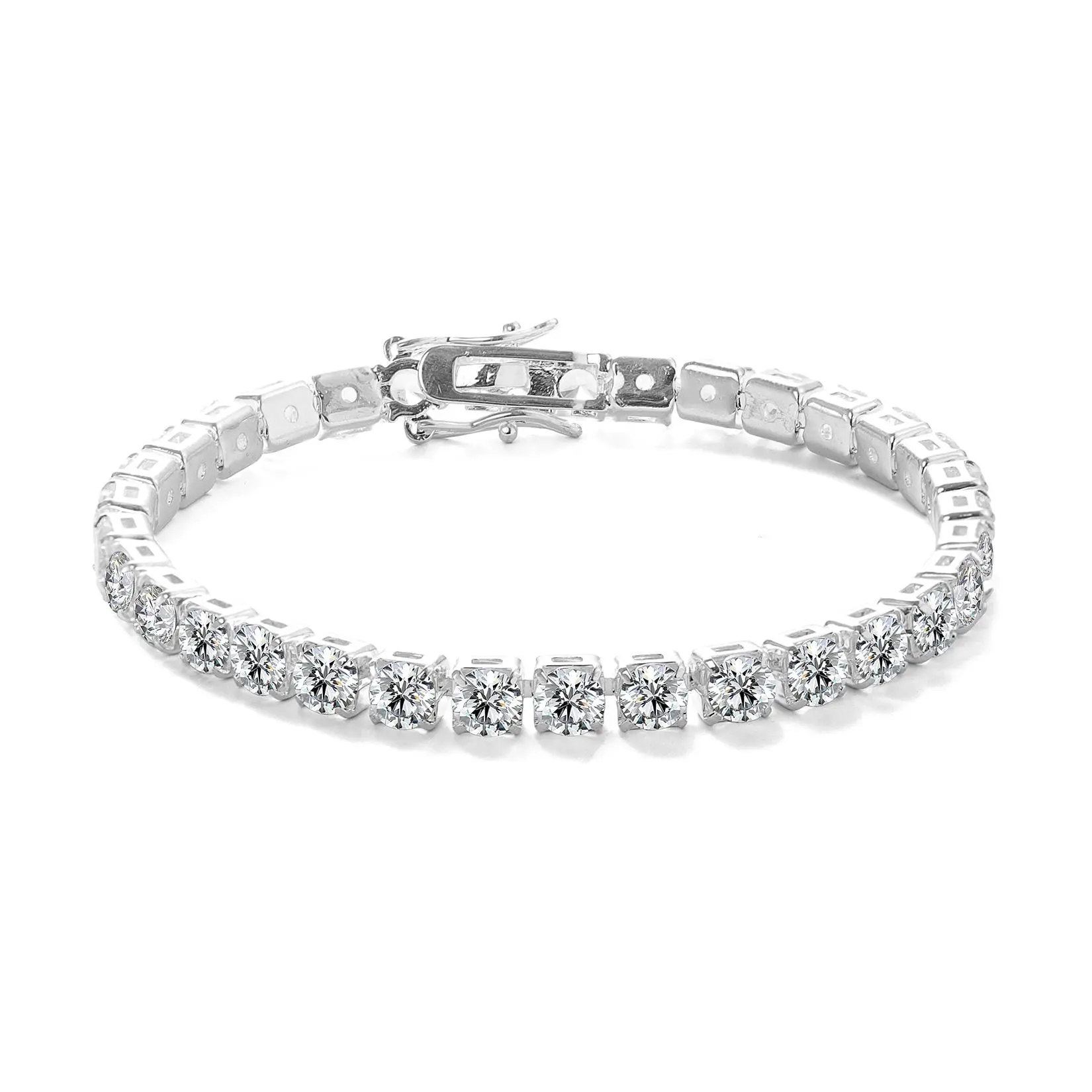 Iced Out Tennis Bracelet for Men and Women, 3mm-5mm Round Cubic Zirconia Single Row Jewelry with Secure Double Lock Clasp, Sparkling Party Accessory, Men's Accessories, Accessories For Women men's jewelry trendy costume jewelry