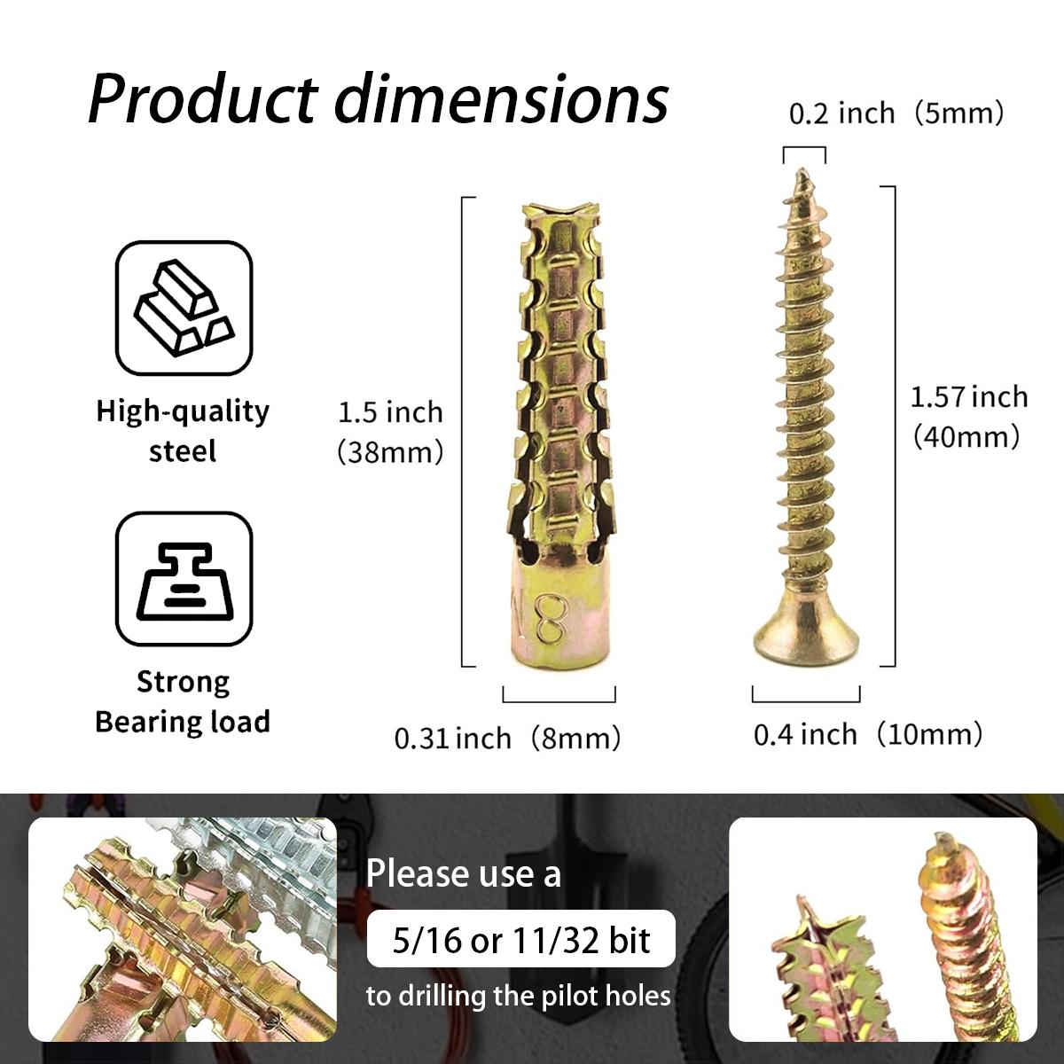 200PCS Self-Drilling Wall Anchor Kit 2026 Upgraded Gecko-Style Multi-Tooth Anchors 100LBS Load for Concrete Wood Hollow Walls Repair