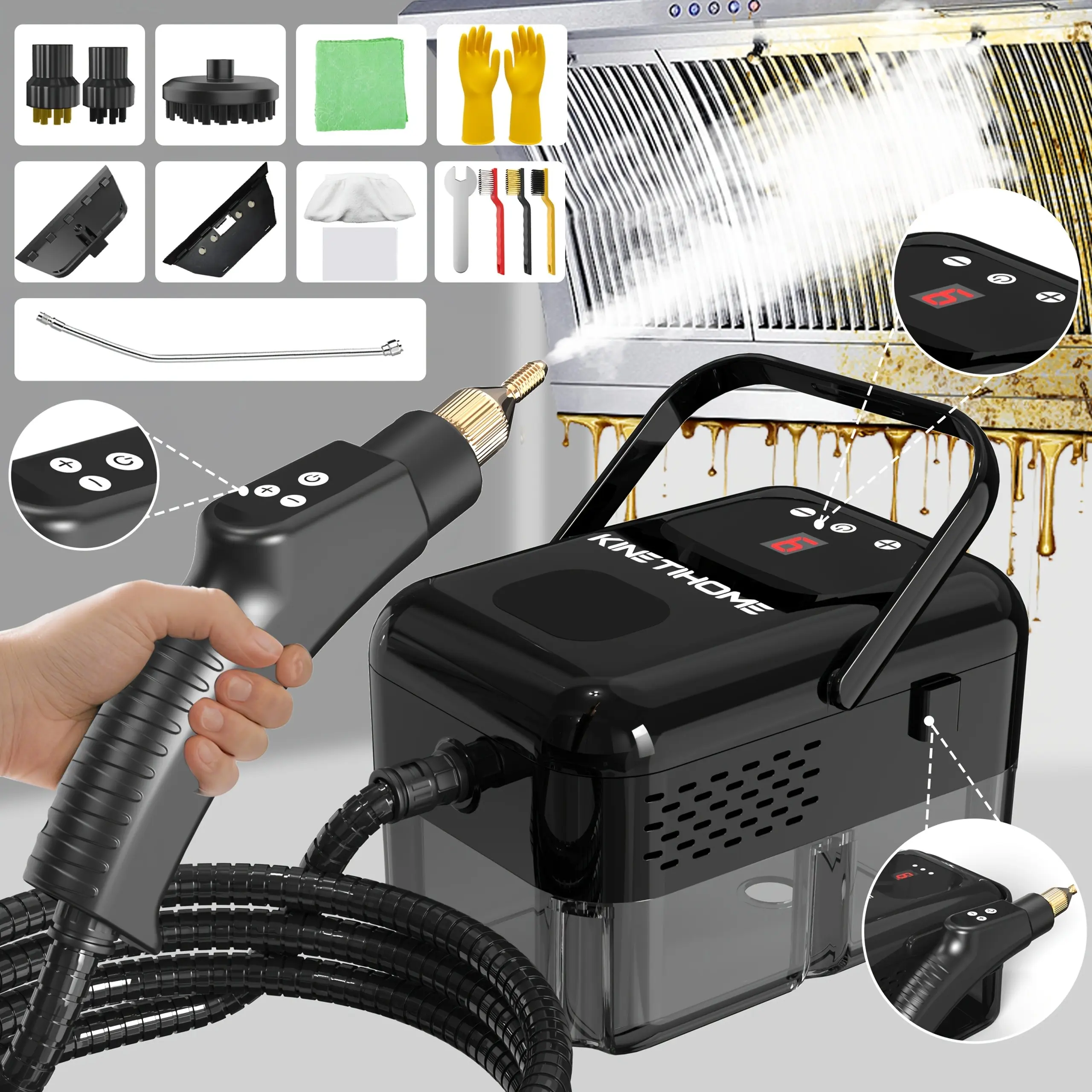 High-Pressure Steam Cleaner, Household Steam Cleaner Handheld, Suitable for Kitchen Fumes, Sofas, Small Air Conditioners, Washing Machines