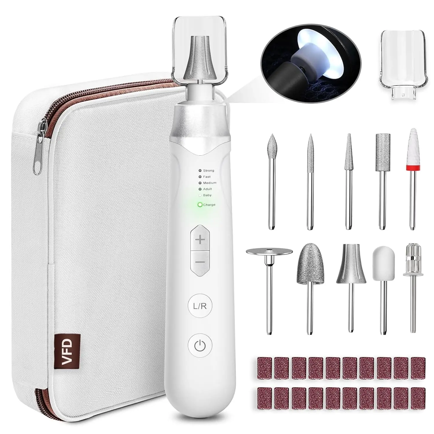 Cordless 2000mAh Rechargeable Portable Electric Nail Drill Machine Professional Buffer Grinder for Acrylic Nails Manicure Thick Toenails Care (Silver)