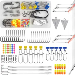 Saltwater Surf Fishing Tackle Kit with Surf Fishing Rigs Fish Finder Rig Pompano Rig includes Pyramid Weights Fishing Leaders Sinker Sliders Hooks Swivels Saltwater Surf Fishing Gear Accessories