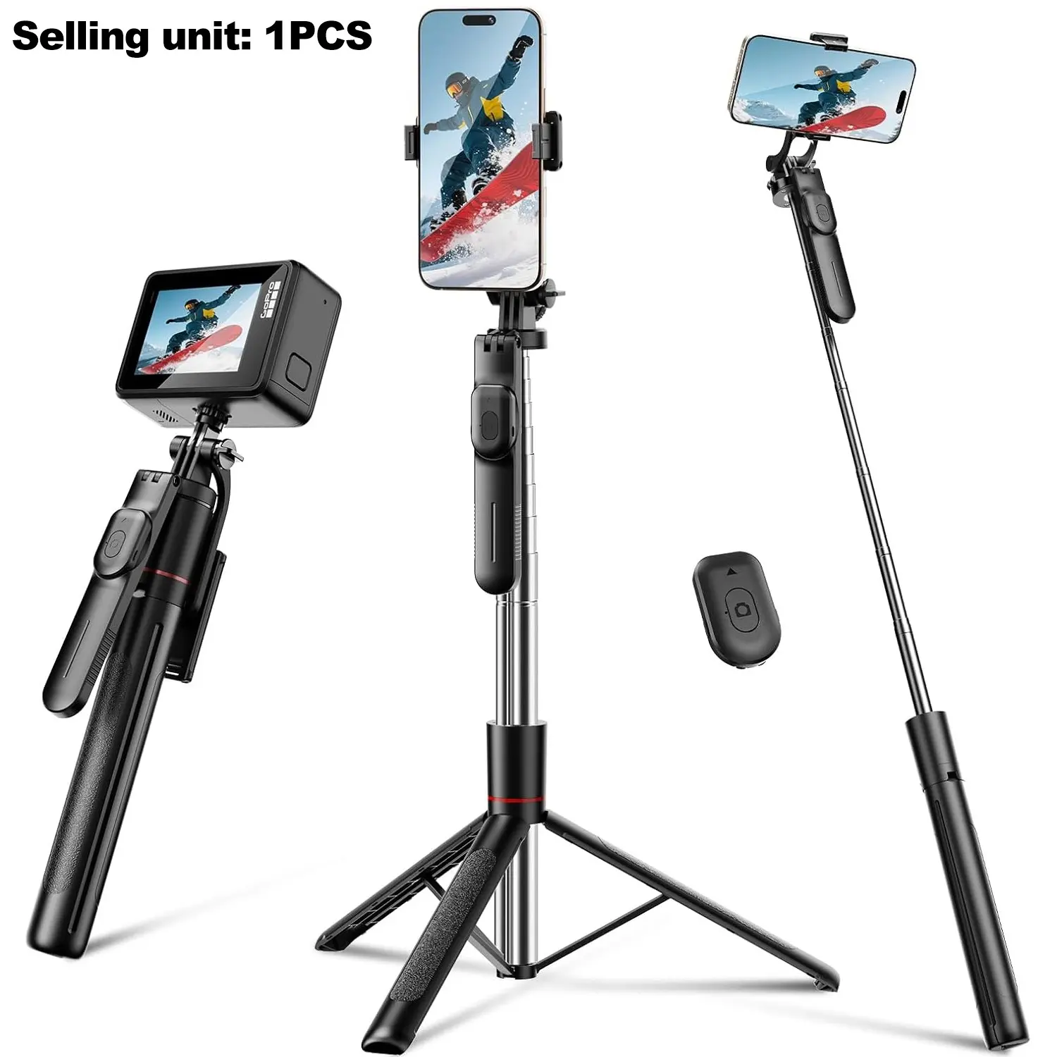 67-Inch Selfie Stick Tripod, Gimbal Stabilizer with Remote, 360° Anti-Shake Phone Holder, Portable Travel Vlog Kit for Live Streaming