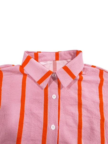 Women's Striped Print Long Sleeve Shirt, Button Up Shirt, Elegant Casual Button Front Top for Daily Wear, Ladies Clothes for All Seasons