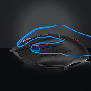 Redragon M656 Gainer Wireless Gaming Mouse, 4000 DPI 2.4Ghz Gamer Mouse w/ 5 DPI Levels, 7 Macro Buttons, Red LED Backlit & Pro Software/Drive Supported, for PC/Mac/Laptop