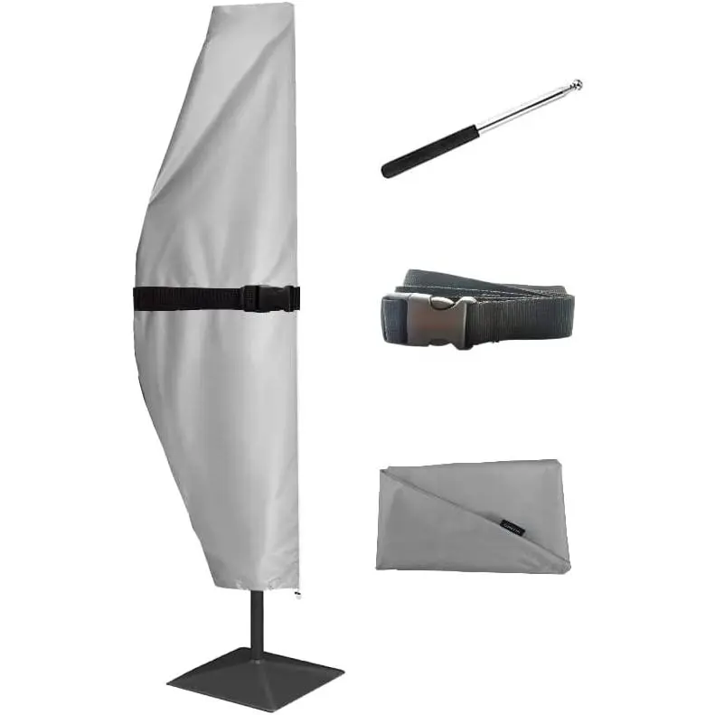 Patio Umbrella Cover, Outdoor Offset Banana Style Cover, Fits Cantilever Offset Umbrella, 420D  UV-resistant, 12- 18Ft, With Rod