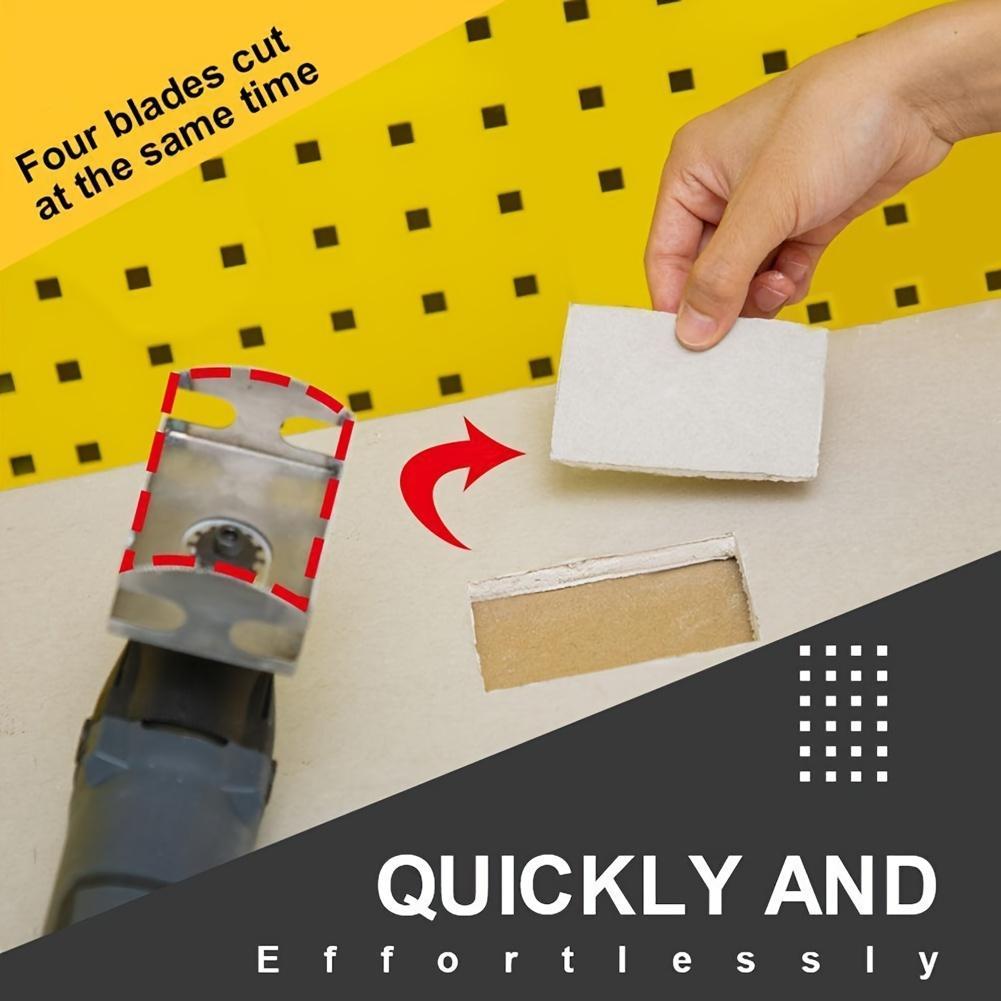 Stainless Steel Square Groove Knife, Drywall Oscillating Knife Hardware for Outlet Box, Electrical Box Drywall Oscillating Knife, Wood, Plastic One-step Oscillating Knife, Saw, Hand Tools, Heavy Duty, Tool Accessories, Durable Lithium Battery