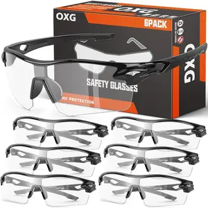 Unisex 6-Pack ANSI Z87.1 Safety Glasses - Z87 Certified, Scratch-Resistant Wraparound Lenses, Fit for Hunting & Outdoor Activities