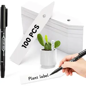 Plant Labels, 3-Inch Plant Markers,100Pcs Plant Tags, Plant Labels for Seedlings, Garden Labels with Pen for Identifying Seedlings, Flowers and Vegetables, White, Waterproof
