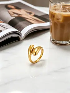 Sculptural Liquid Droplet Wrap Cuff Ring, Polished Minimalist Droplet Wrap, Unique Modern Accessory,for Daily Wear & Stacking