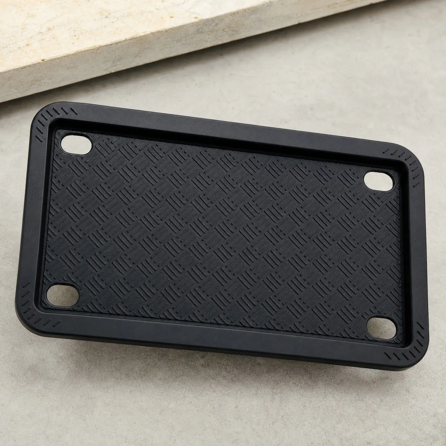 Silicone Motorcycle License Plate Frame, Motorbike License Plate Holder 4x7 inch, Rust Proof Rattle Proof Backing Plate (Black)Gift