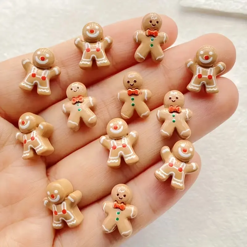 50pcs Cute Resin Gingerbread Man Christmas Decorations, Mini Christmas Gift, Fashion Christmas Gift For Friends And Family